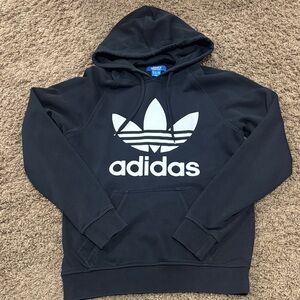 adidas Black Hoodie with White Trefoil Logo